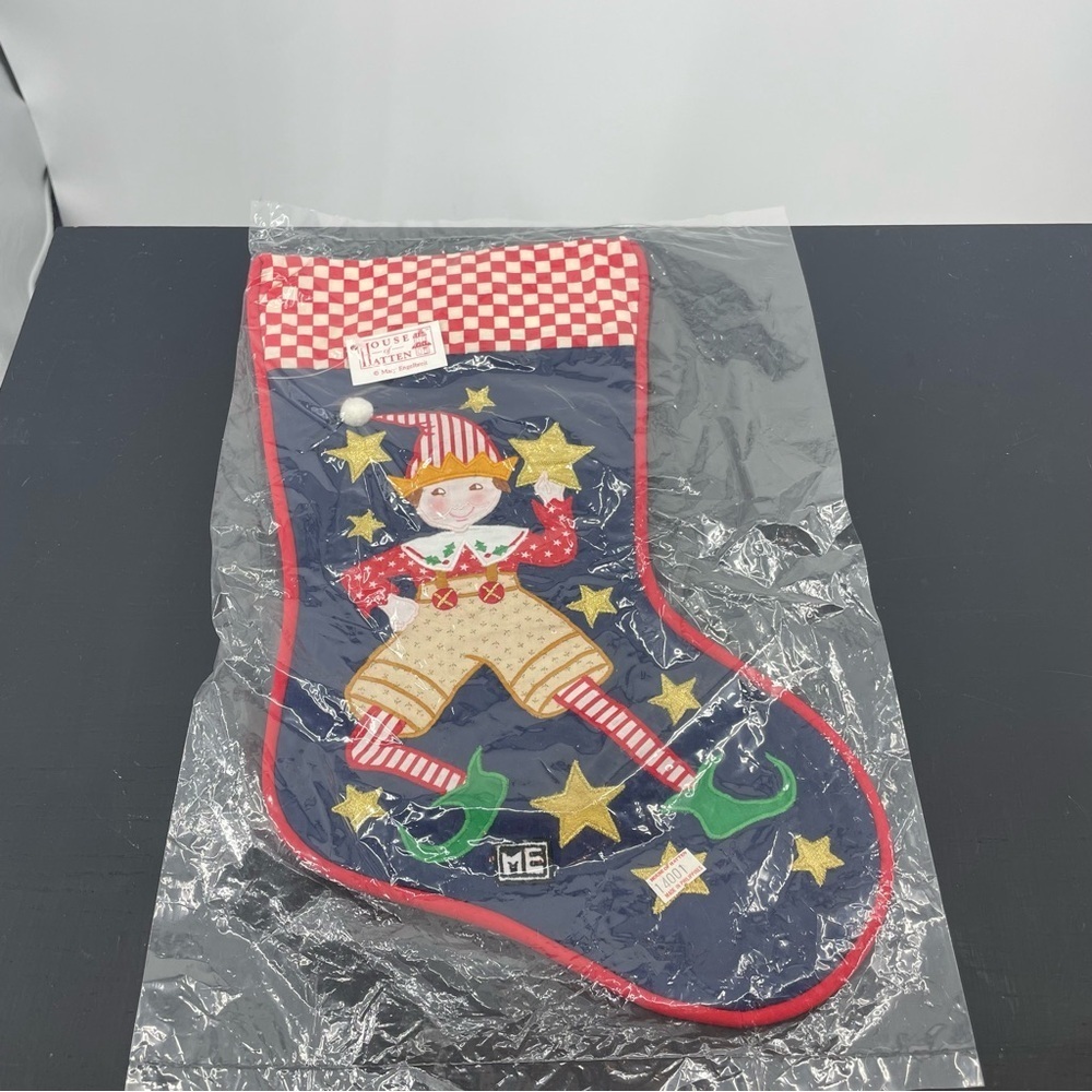 Vintage House of Hatten Mary Engelbreit Christmas Stocking‎ Elf Appliqué